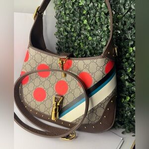 A+ PRISTINE Gucci Jackie 1961 GG Supreme Multi Stud Shoulder Bag w/ strap
